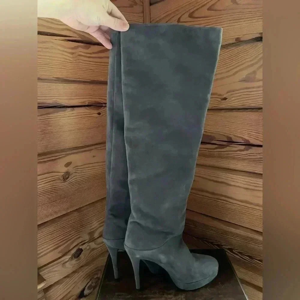 Stuart Weitzman Over the Knee Smoke Suede Boot​​​​​​